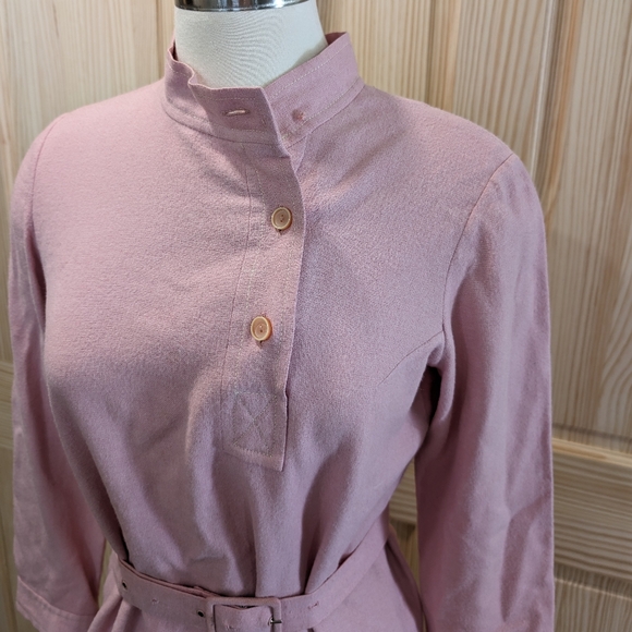 Vintage 60s pink mauve belted pullover tunic top - Picture 5 of 7